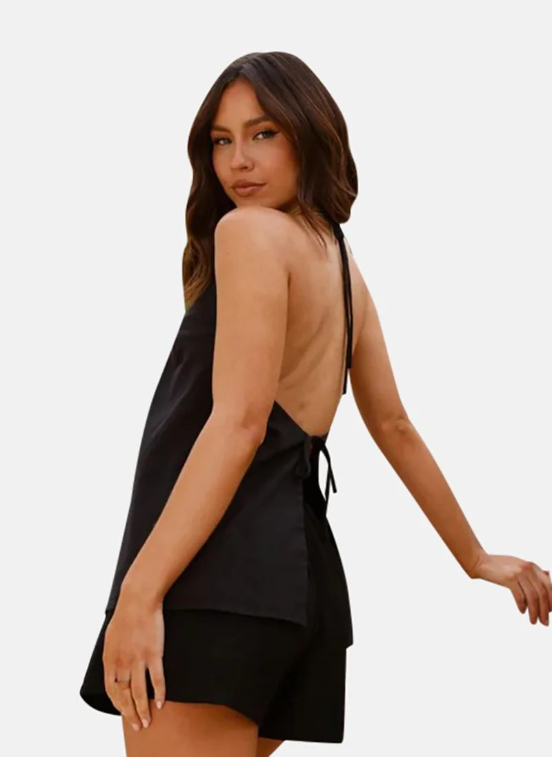YUNIQEE Black Top With Shorts Co-Ords