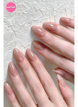 24Pcs Nude Press on Nails Medium Almond Fake Nails Natural Finish False Nails Full Cover Glue on Nails Soft Glossy Acrylic Stick on Nails for Women Everyday Manicure Decoration - view 2