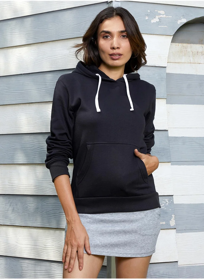 كامبوس سوترا Women's Midnight Black Solid Pullover Hoodie