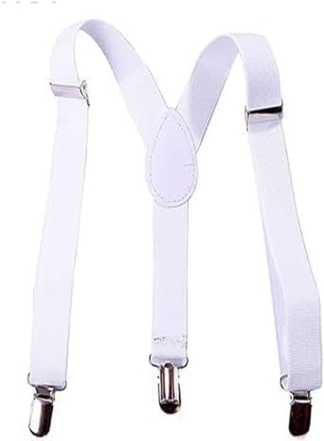 Galyacht White Child Kids Girls Boys Suspenders Braces,Adjustable Clip on Y-Back Elastic Suspenders with Metal Clips for Boys Girls, for Kids Adjustable - Elastic Y Shape Suspender - Image 1