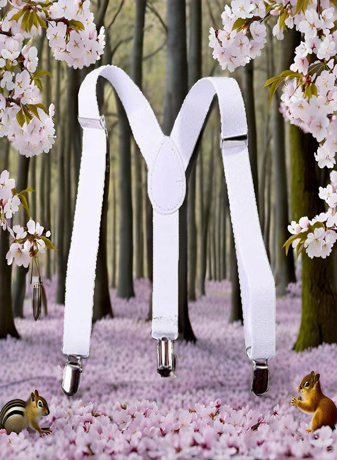 Galyacht White Child Kids Girls Boys Suspenders Braces,Adjustable Clip on Y-Back Elastic Suspenders with Metal Clips for Boys Girls, for Kids Adjustable - Elastic Y Shape Suspender - Image 2