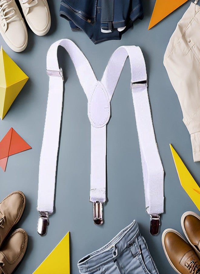 Galyacht White Child Kids Girls Boys Suspenders Braces,Adjustable Clip on Y-Back Elastic Suspenders with Metal Clips for Boys Girls, for Kids Adjustable - Elastic Y Shape Suspender - Image 3