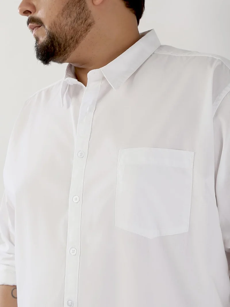 Urbano Fashion  Urbano Plus Men's White Cotton Full Sleeve Regular Fit Casual Solid Shirt  | Best Price UAE
