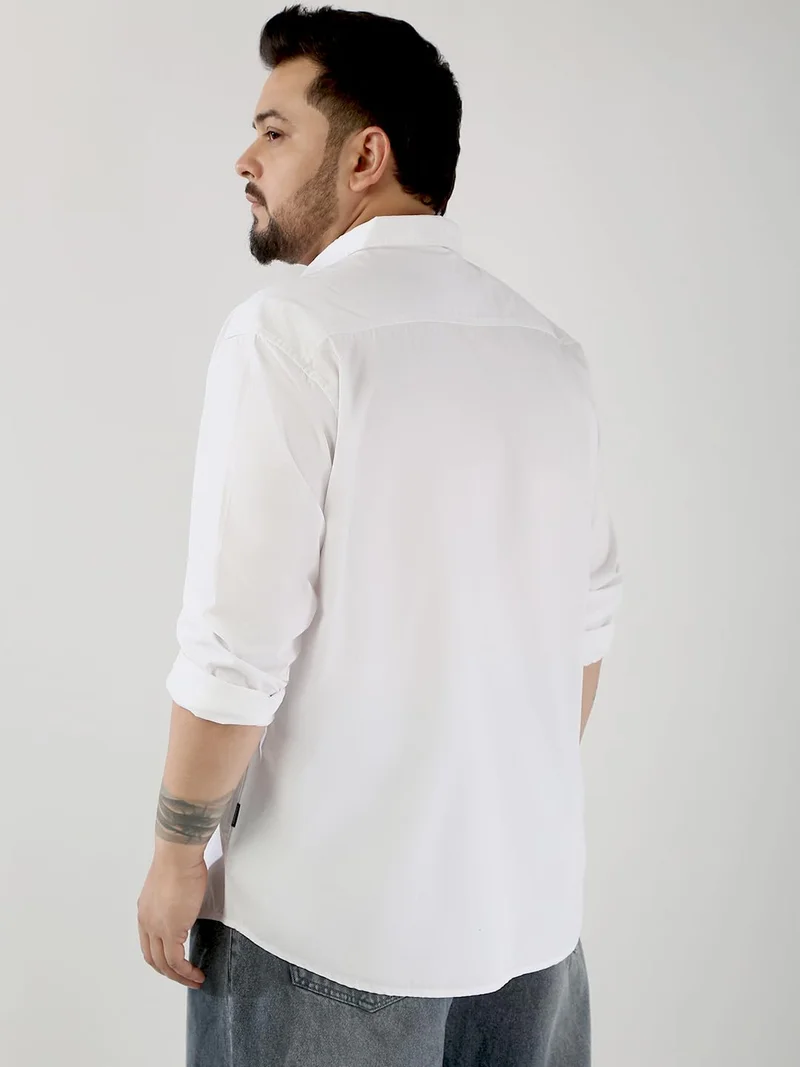 Urbano Fashion  Urbano Plus Men's White Cotton Full Sleeve Regular Fit Casual Solid Shirt  | Best Price UAE