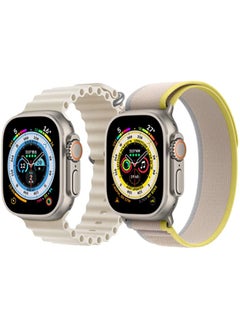 IAF Silicone Ocean Band Strap Pearl White Trail Loop strap Yellow/Beige Set of 2 for Apple Watch Ultra 8 49mm 