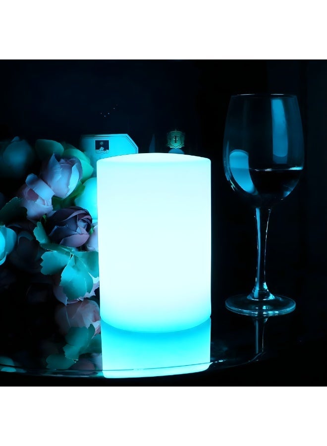 ETRONIK مصباح LED على شكل أسطوانة مقاس 6 بوصات قابل لإعادة الشحن والتحكم عن بعد، مصباح مزاجي متغير 16 لونًا، إضاءة ليلية متوهجة قابلة للتعتيم، إضاءة زخرفية للمنزل والحفلات والبار وحفلات الزفاف - Image 1