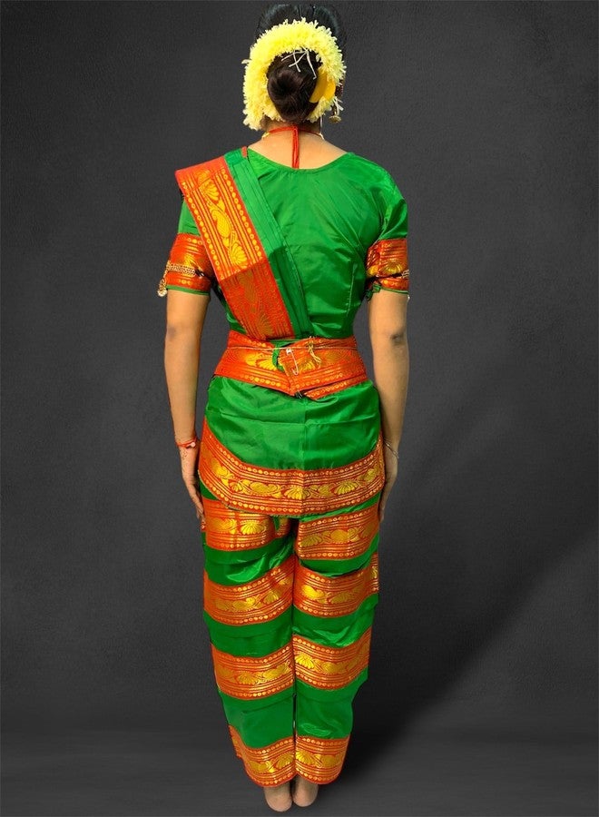 TWINKLE TOTS TwinkleTots Readymade Silk Bharatanatyam Dance Dress for Girls | Fancy Dress/Costume Competitions/School Events/Annual Functions Green - Image 4