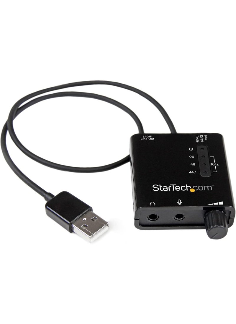 StarTech StarTechcom USB Sound Card w SPDIF Digital Audio  Stereo Mic  External Sound Card for Laptop or PC  SPDIF Output ICUSBAUDIO2DBlack 06 x 18  - Image 1
