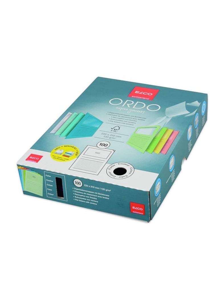 ELCO Ordo Classico 220x310 mm 120GSM Paper Folder with Printing and 180x100 mm Window (Box of 10) - Bright Yellow - Image 2