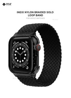 Nylon Braided Solo Loop Replacement Strap With Glittering Case For Apple Watch 44 mm (135 mm Strap Length) - Black