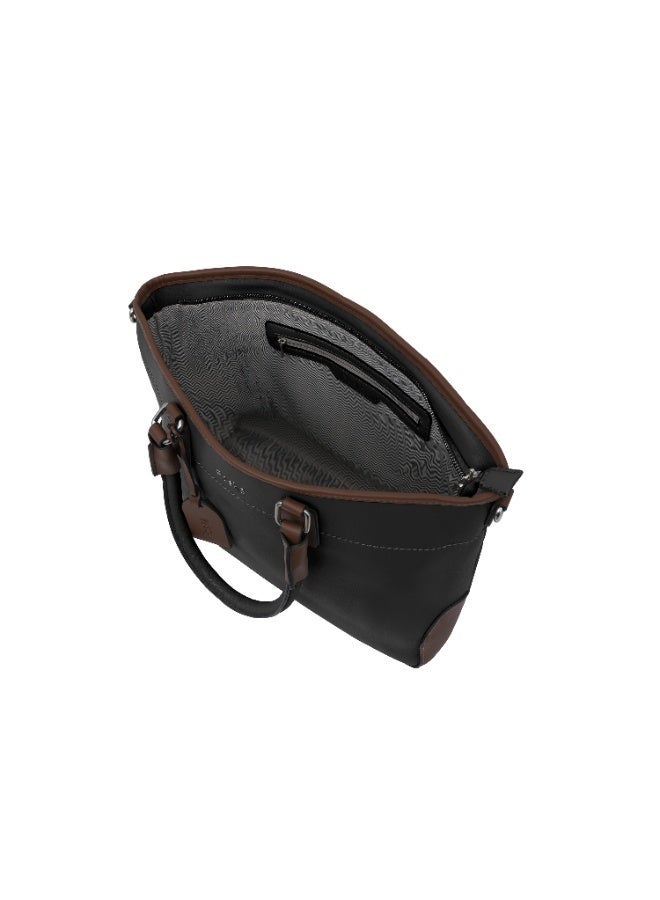 فوسكا شنطة Foska يد كبيرة (توت) وكتف نسائية – تصميم واسع ولوني أسود وبني للعمل – مقاس 43x27 سم - Image 5