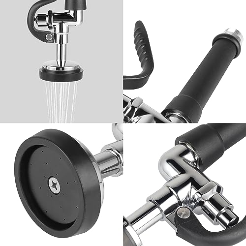 KWODE Pre-Rinse Hose with Spray Valve, 45” Flexible Stainless Steel Hose with Black Pre Rinse Sprayer Head Assembly for Commercial Industrial Restaurant Kitchen Sink Faucet (3 Adapters Included) - Image 4
