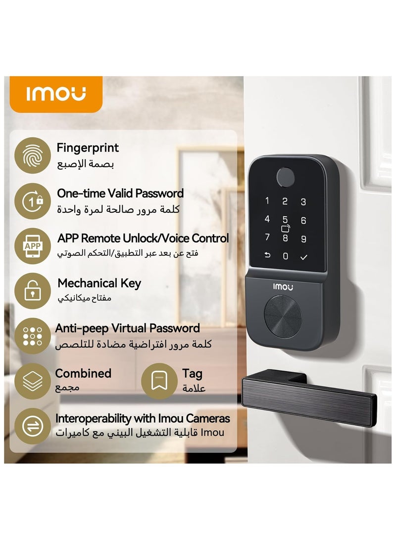 IMOU Cubo1 Smart Door Lock – Black | Compact Keyless Entry with Fingerprint, PIN & App Control | Child Safety Lock | Auto-Lock Biometric Security System for Home - Image 2