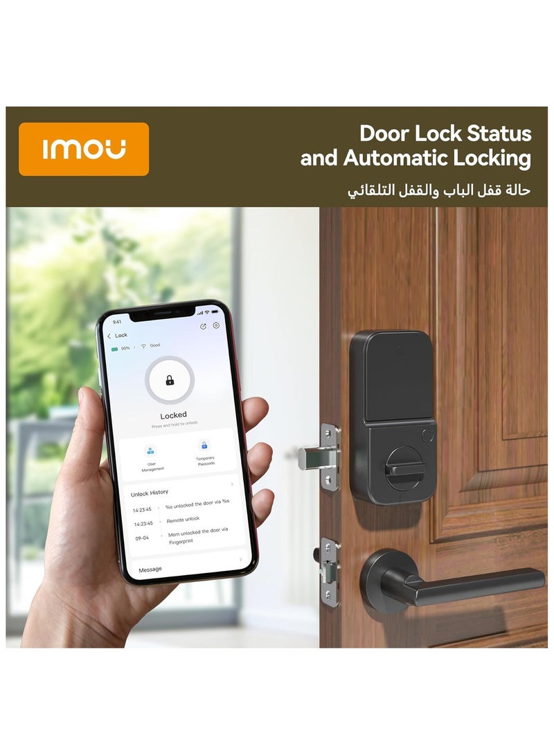 IMOU Cubo1 Smart Door Lock – Black | Compact Keyless Entry with Fingerprint, PIN & App Control | Child Safety Lock | Auto-Lock Biometric Security System for Home - Image 4
