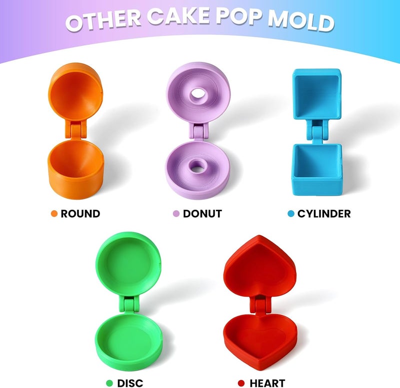 MITCHENIFY 2 PCS Cylinder Cake Pop Mold Shapes Press Set, 3D Printed Cake Pop Cutter and Pusher, Baking Tools Accessories for Home Baking, Birthday Parties, Wedding Desserts - Image 3