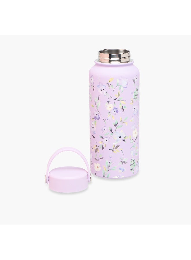 LIFESTYLE Floral Print Stainless Steel Water Bottle - 1 L for Women - Image 2