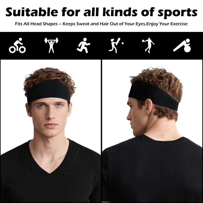DeallDirect Sport Headbands for Men 6 Pack, Summer-Exclusive Lightweight Elastic Soft Fabric Non-Slip Men Hair Bands Hair Warp Running Cycling Sports Tennis Basketball Daily Workout - Image 5