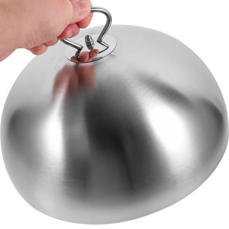 Stainless Steel Oil Splash Cover 24cm Metal Dome Lid For Steak Griddle Cooking - Image 5