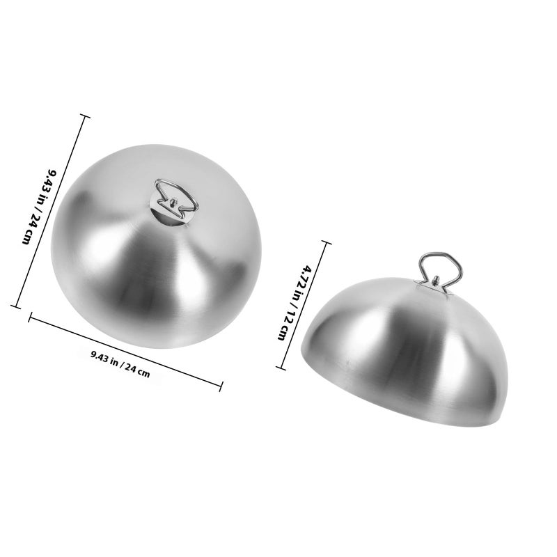 Stainless Steel Oil Splash Cover 24cm Metal Dome Lid For Steak Griddle Cooking - Image 3
