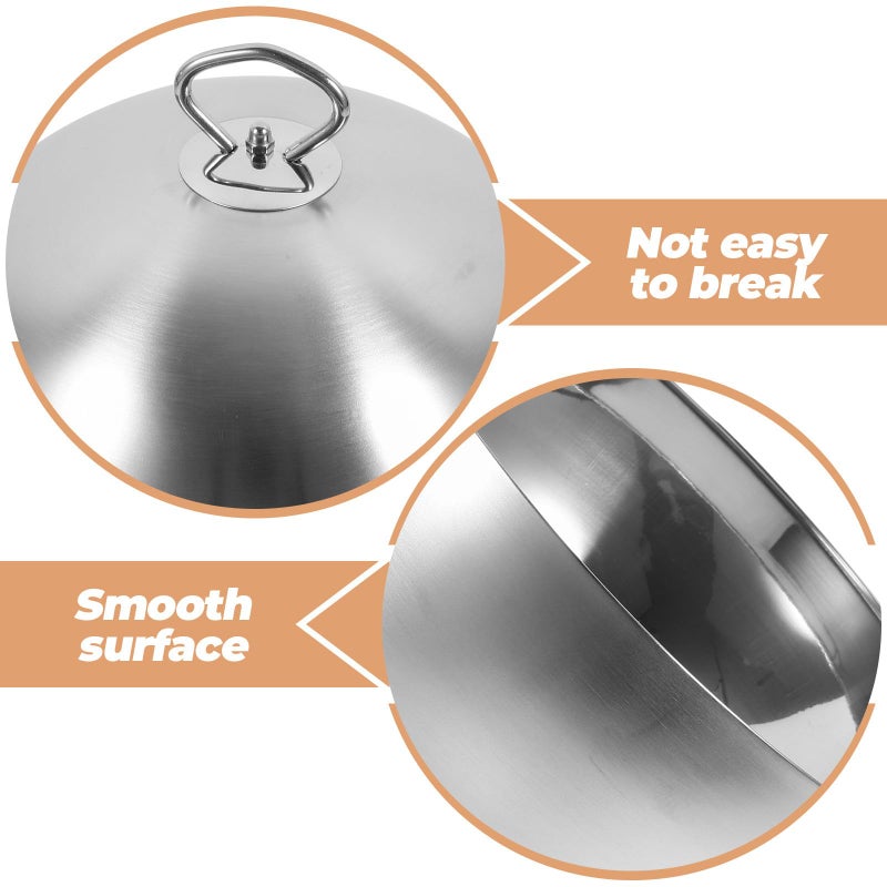 Stainless Steel Oil Splash Cover 24cm Metal Dome Lid For Steak Griddle Cooking - Image 4