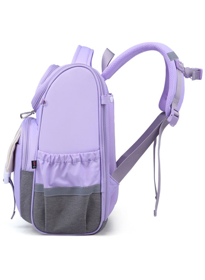 Edison Primary School Backpack For Girls, Spine-protecting, Load-reducing, Large Capacity, Water-resistant, Anti-drop, Reflective Children's Backpack 2211-3 Purple - Image 4