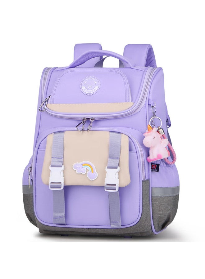 Edison Primary School Backpack For Girls, Spine-protecting, Load-reducing, Large Capacity, Water-resistant, Anti-drop, Reflective Children's Backpack 2211-3 Purple - Image 1