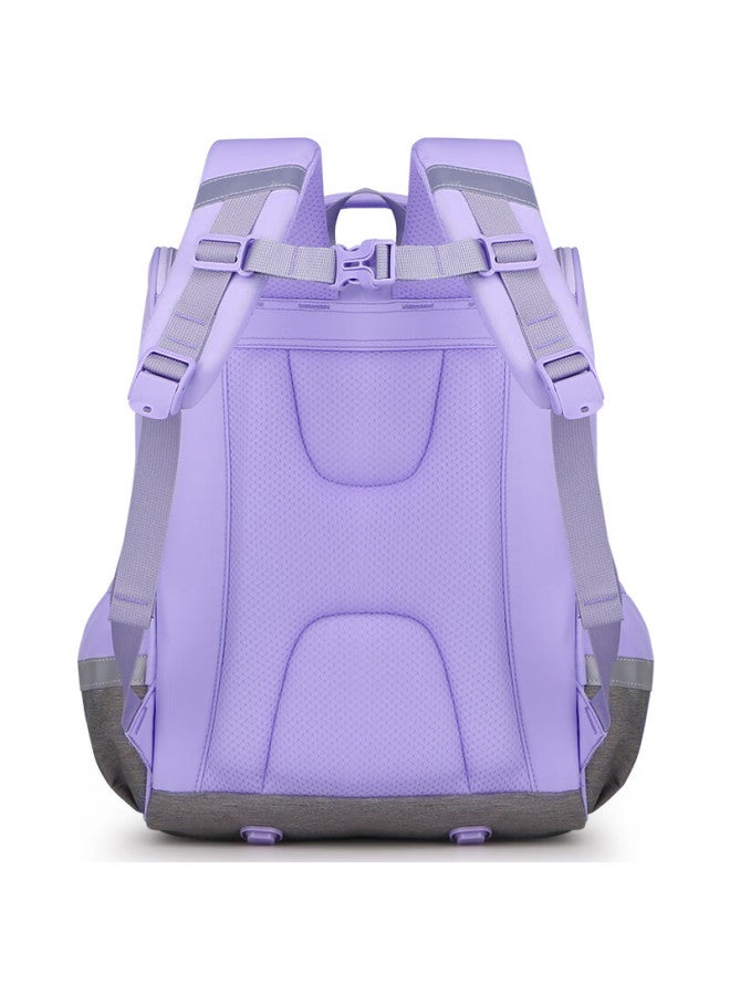 Edison Primary School Backpack For Girls, Spine-protecting, Load-reducing, Large Capacity, Water-resistant, Anti-drop, Reflective Children's Backpack 2211-3 Purple - Image 5
