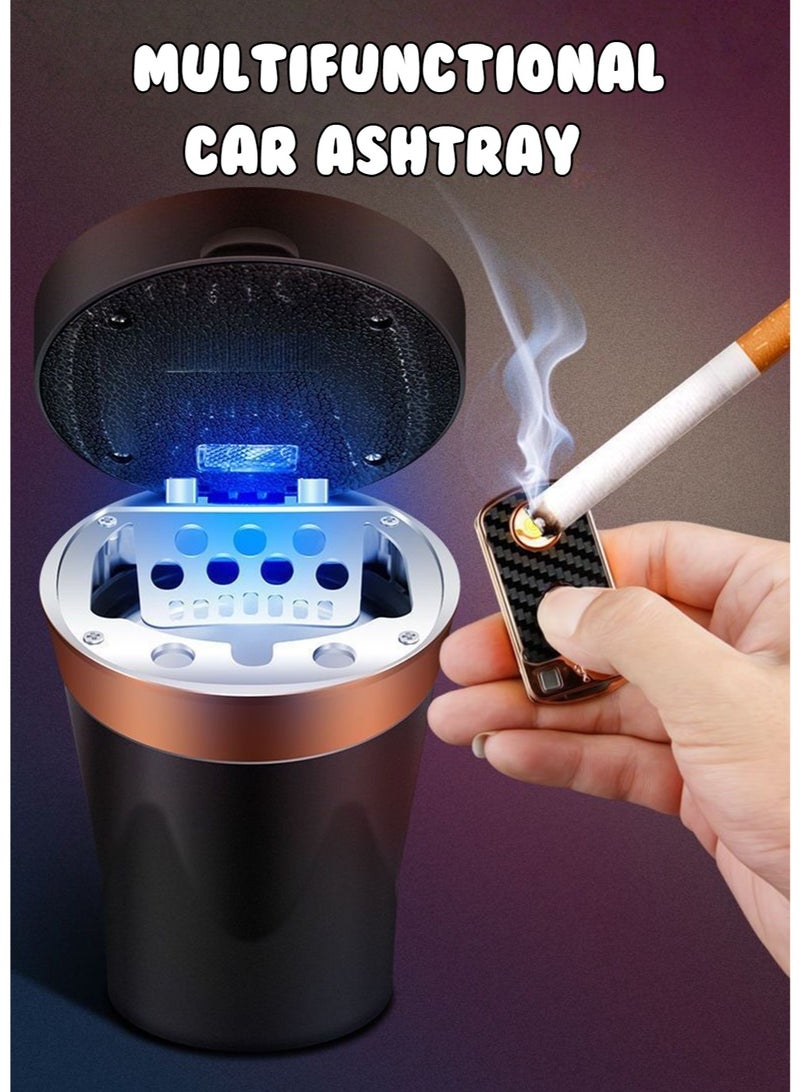 JoyousSto Detachable Ceramic Car Ashtray with LED Light and Removable Lighter 2 in 1Solar Powered & USB Charging Universal Fit for Cup Holders Black - Image 2