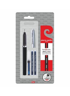 pierre cardin Penomatic Premium Fountain Pen | Luxurious Glossy Finish Body With Silver Finish Cap | Free Coverter & Cartridges | Ideal For Festive & Corporate Gifting 