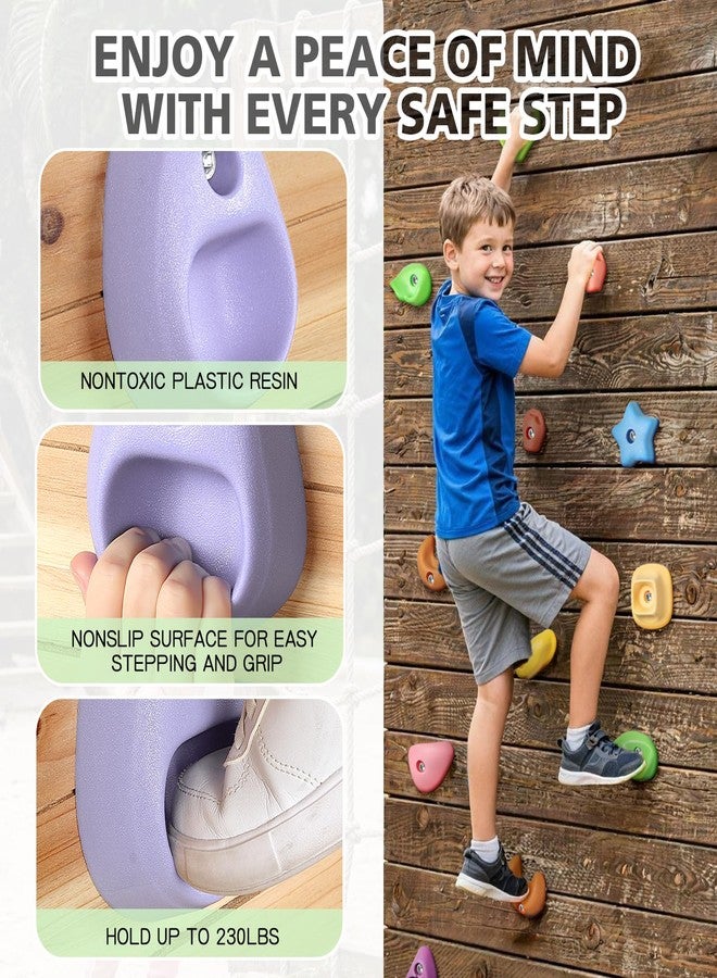 TOPNEW 24PC Kids Climbing Holds, Climbing Rocks for Play Set, Swingset - Adult Rock Wall Holds with Mounting Hardware for Indoor Outdoor Climbing Wall, Pastel Color - Image 2