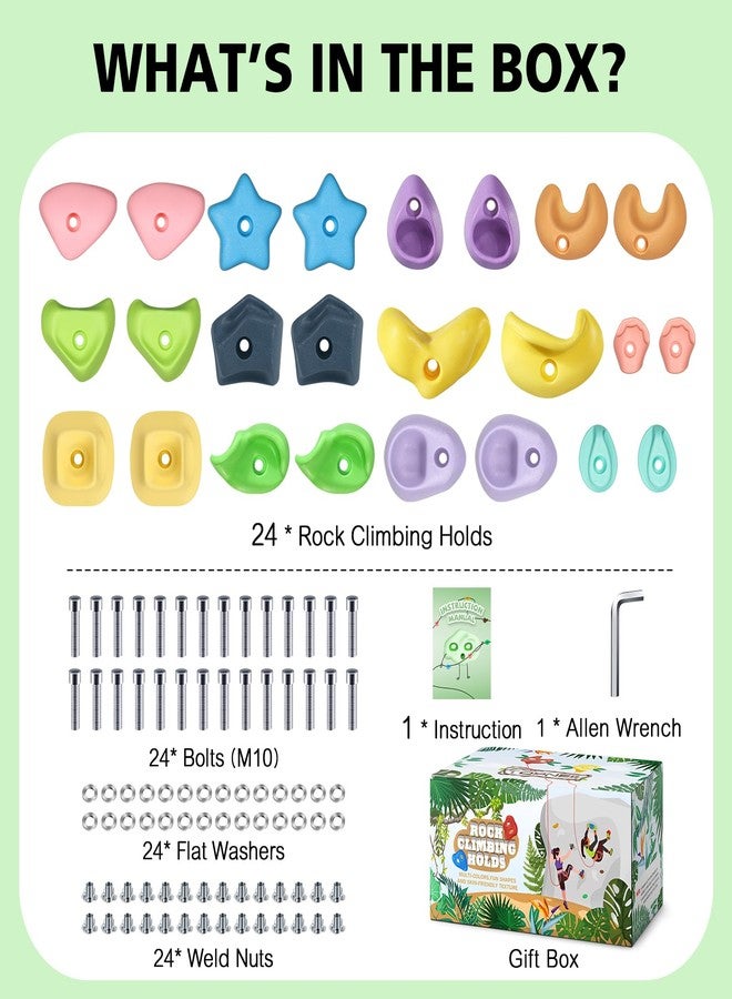 TOPNEW 24PC Kids Climbing Holds, Climbing Rocks for Play Set, Swingset - Adult Rock Wall Holds with Mounting Hardware for Indoor Outdoor Climbing Wall, Pastel Color - Image 5