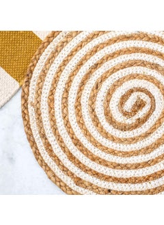 JASMEY HOMES JASMEY HOMES Jute Braided Placemats for Dining Table 30cm Round Table mat Best for BedSide Table Center Table Dining Table Shelves Farm Mats White Set of 1  - Image 2