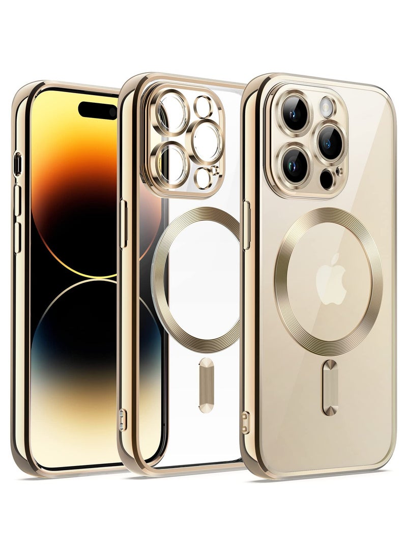 Jetech Electroplated Case for Iphone 14 Pro Max 6.7 Inch Camera Lens Full Protection Compatible With Magsafe Wireless Charging Shockproof Soft Tpu Phone Cover Gold - Image 1