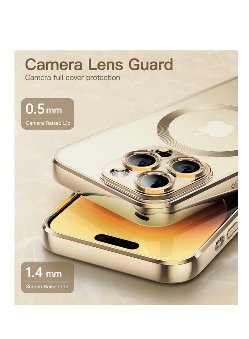 Jetech Electroplated Case for Iphone 14 Pro Max 6.7 Inch Camera Lens Full Protection Compatible With Magsafe Wireless Charging Shockproof Soft Tpu Phone Cover Gold - Image 4