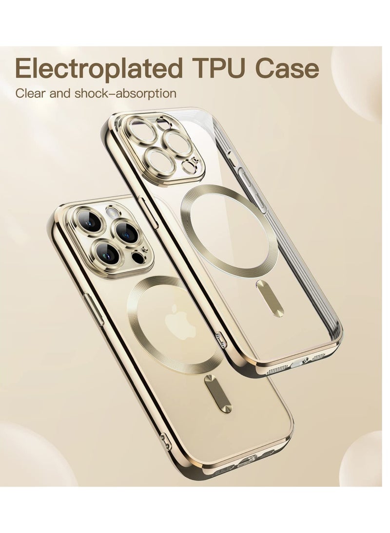 Jetech Electroplated Case for Iphone 14 Pro Max 6.7 Inch Camera Lens Full Protection Compatible With Magsafe Wireless Charging Shockproof Soft Tpu Phone Cover Gold - Image 3