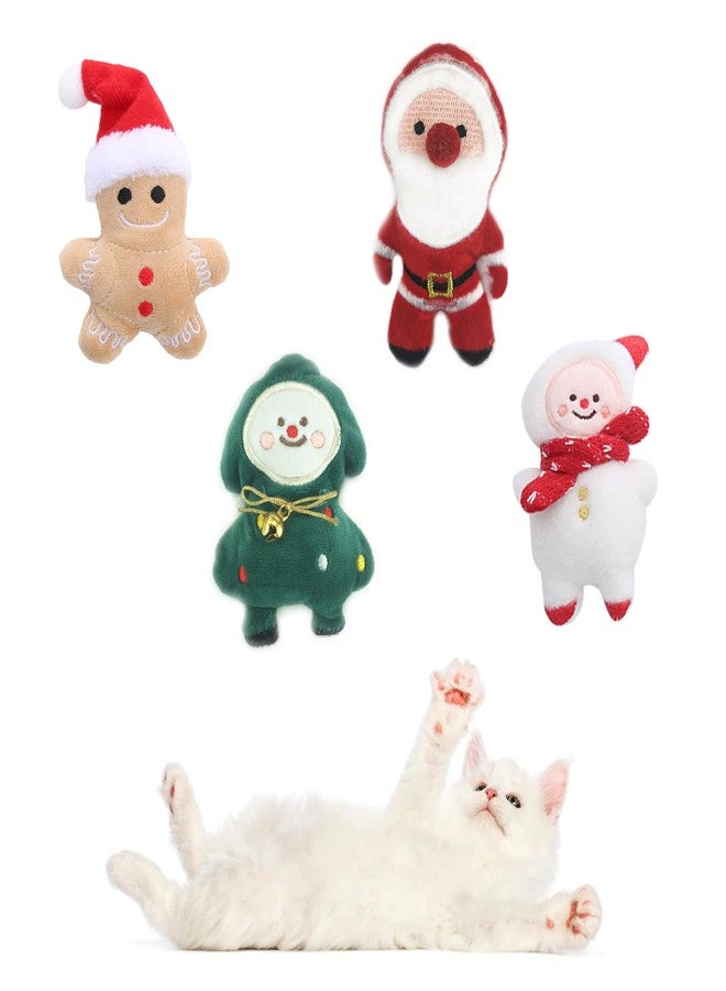 Feelorna 4 pcs Catnip Toys for Indoor Cats, Interactive Christmas Plush Gift with Catnip for Cat (Style 1) - Image 1