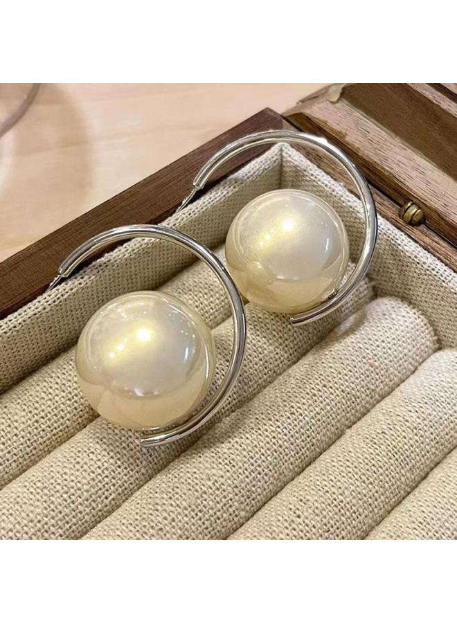 French Baroque Special-shaped Pearl Pendant Earrings For Women's Niche Fashion All-match Design Knot Earrings Earrings