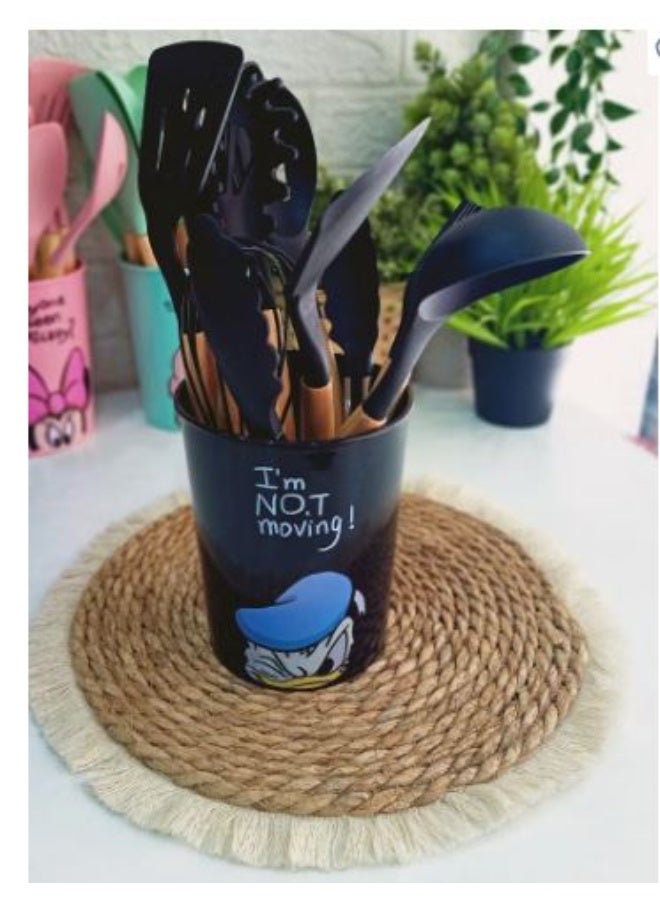 طقم توزيع سيلكون ديزني - طقم مكون من 11 قطعه بيد خشب  بالاستاند - يد غير قابله للسخونه - Image 2