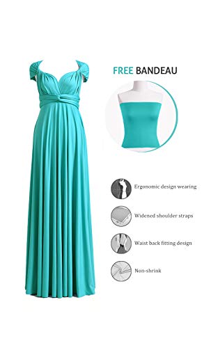 72styles فستان سهرة أنيق بفتحة V للنساء بأكتاف مكشوفة وقابل للتحويل مع حزام توركواز - Image 2