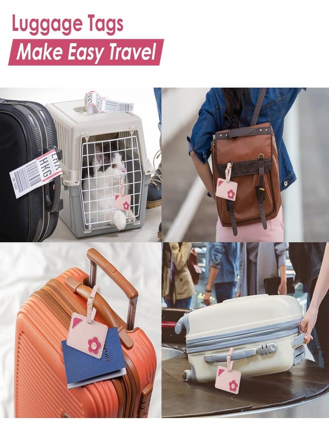 VANTOO Kevancho Leather Luggage Tags for Suitcases, Bag Tags ID Tags for Luggage Labels for Cruise Ships, Travel Accessories Tags Set (Pink) - Image 4