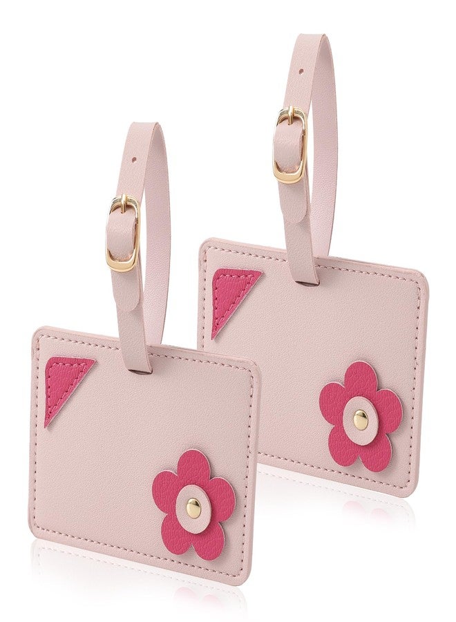 VANTOO Kevancho Leather Luggage Tags for Suitcases, Bag Tags ID Tags for Luggage Labels for Cruise Ships, Travel Accessories Tags Set (Pink) - Image 1