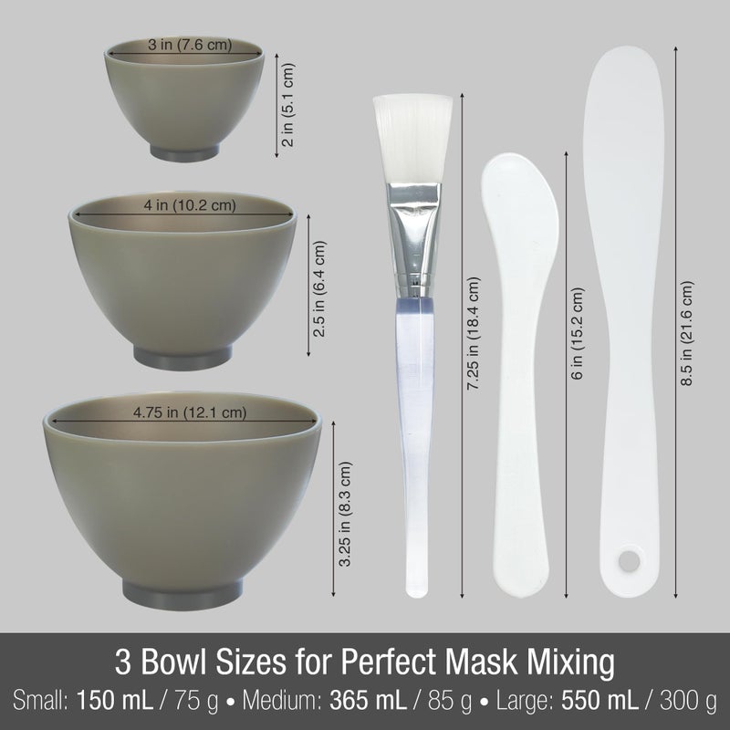 APPEARUS Facial Mask Silicone Mixing Bowl Set â€“ 6-Piece Spa Skincare Kit with 3 Mixing Bowls, Brush & Spatulas â€“ Reusable, Microwave & Dishwasher Safe â€“ Dark Gray - Image 3