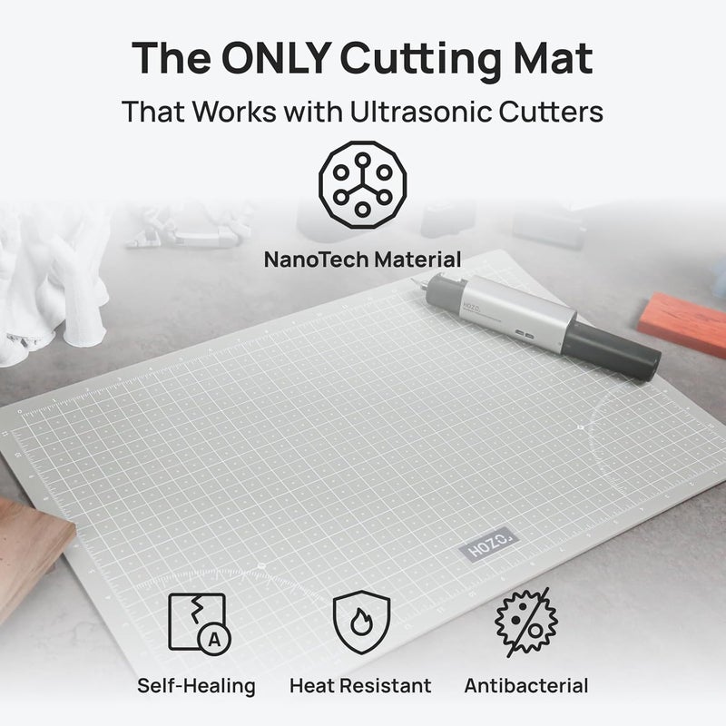 HOZO Nano Cutting Mat for Ultrasonic Cutter, 9" x 12" Self-Healing Cutting Mat, Glue-Free Eco Design, Heat-Resistant, Metric & Imperial Scales, Durable for Craft, DIY, 3D Printing & Model Making - Image 4