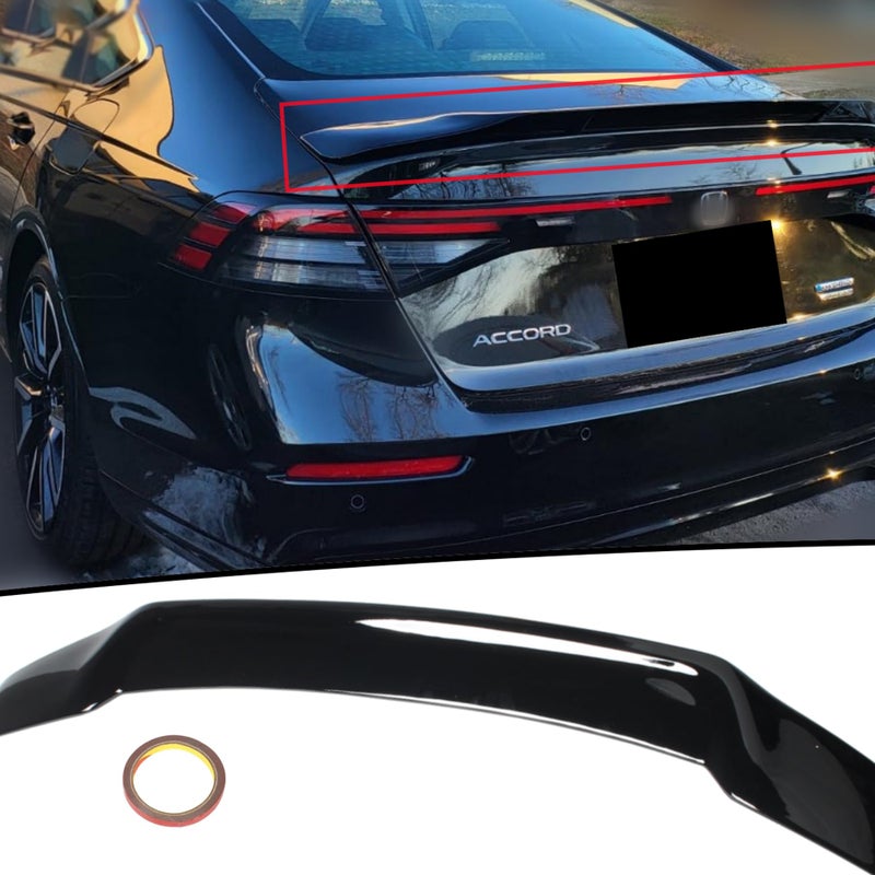 MUTUSAISI Rear Trunk Lip Spoiler R Style Highkick Wing Compatible with 11th Gen Honda Accord LXEXHybrid SportPrime 2023 2024 2025 Sedan Accessories Gloss Black