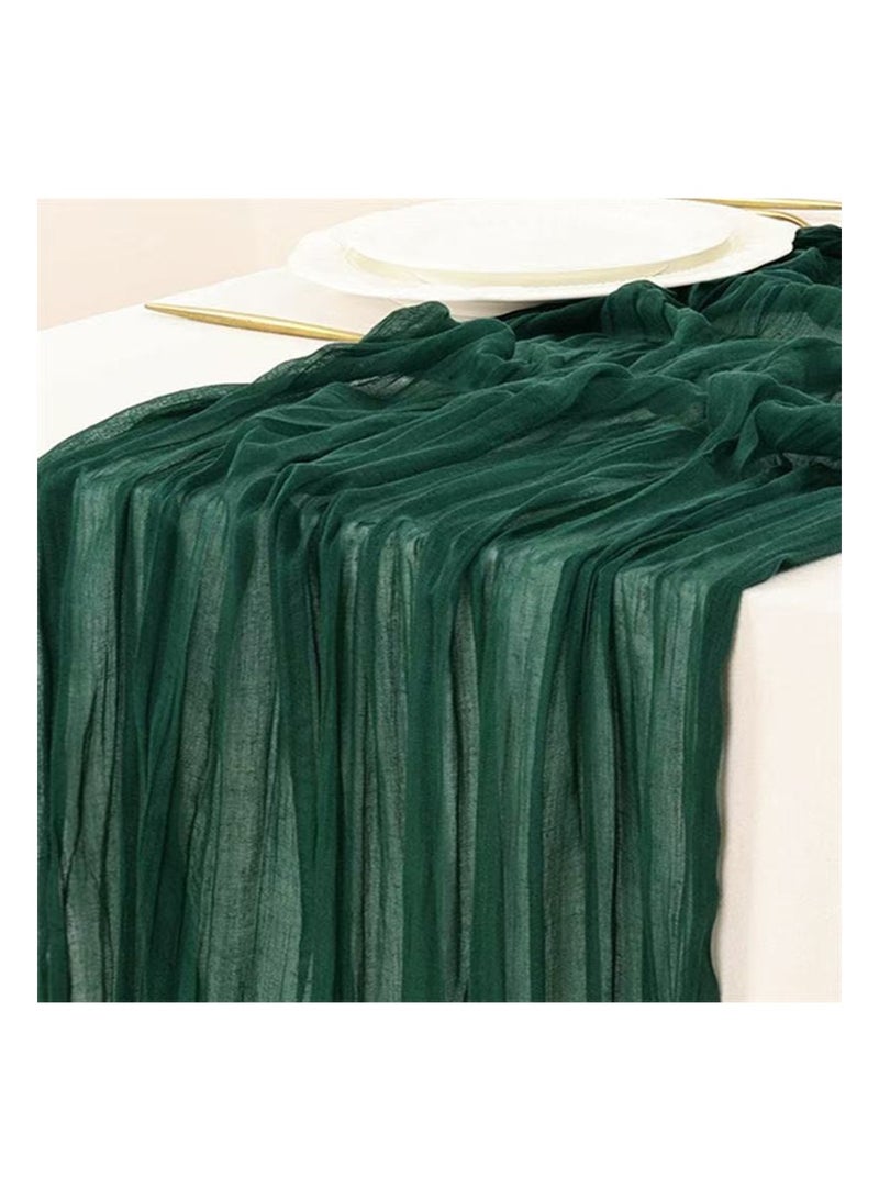 إزدنك قطعتان من مفرش طاولة من القطن الخشن 90 سم × 300 سم، بلونين، من قماش الشاش البوهيمي، مناسب لحفلات الزفاف وأعياد الميلاد، على طراز بوهيمي، لتزيين الطاولة (أرجواني ضبابي + أخضر غامق) - Image 5