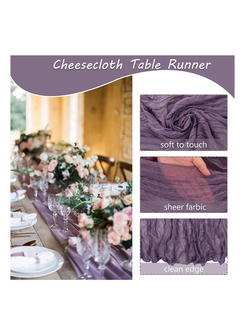 إزدنك قطعتان من مفرش طاولة من القطن الخشن 90 سم × 300 سم، بلونين، من قماش الشاش البوهيمي، مناسب لحفلات الزفاف وأعياد الميلاد، على طراز بوهيمي، لتزيين الطاولة (أرجواني ضبابي + أخضر غامق) - Image 4