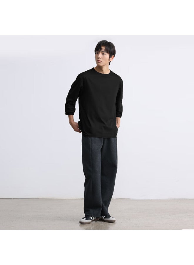 Markless 100% Long Staple Cotton Men's T-shirt 50s Cotton Skin-friendly Long Sleeve 0635m2 Starry Black XL - Image 2