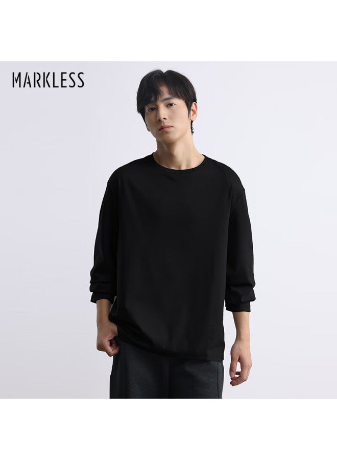 Markless 100% Long Staple Cotton Men's T-shirt 50s Cotton Skin-friendly Long Sleeve 0635m2 Starry Black XL - Image 1