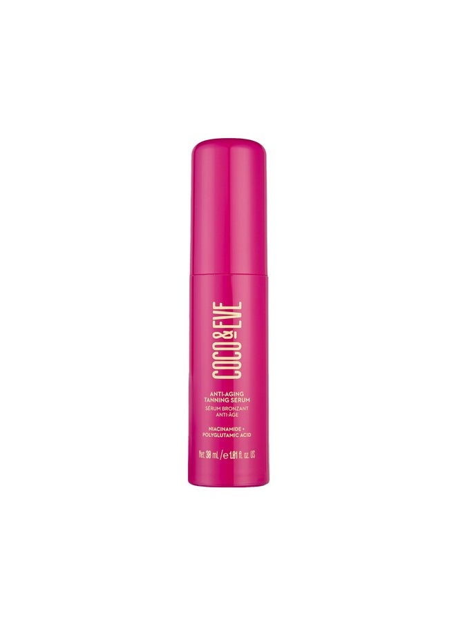 COCO & EVE - Coco & Eve Anti-Aging Tanning Serum - Face tanner with Skincare Actives for Gradual, Hydrating Glow. Natural Self Tanning Bronzer, with Niacinamide & Antioxidants for Healthy Glowing Skin (1.01 Fl Oz) - Image 1