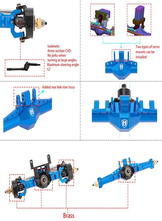MEUS RACING محاور MEUS RACING 5mm ISO V1 TRX4M مع حامل سيرفو قابل للتعديل لسيارة TRAXXAS 1/18 TRX4M RC Crawler (أزرق) - Image 3